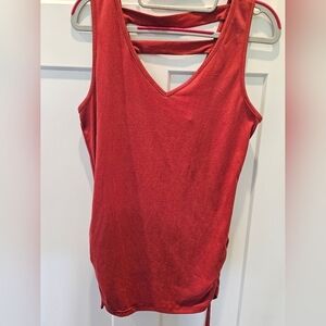 M. FASIS RUST COLORED TANK TOP Gathered Tie Sides SIZE M